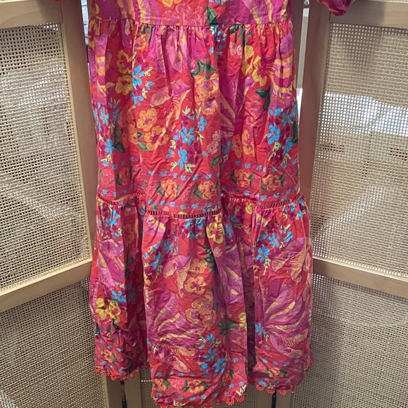 FARM Rio Vibrant Floral Midi Dress EUC short sleeve puffy size small - Picture 7 of 7